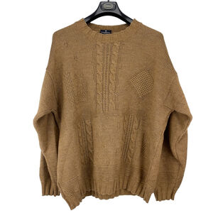 Ermenegildo Zegna Cable Knit Crew‎ Neck Wool Brown Sweater (See Measurements)